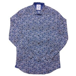 A‎ FISH NAMED FRED Men's Long Sleeve Hawaiian Button Shirt Blue XS Extra Small